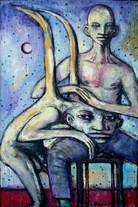 Clive Barker- Brotherhood, 1998. Oil on canvas, 24 x 36 inches