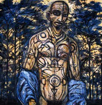 Clive Barker- The Man In The Trees, 2005. Oil on canvas, 36 x 36 inches